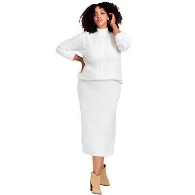 Avenue A-Line Midi Sweater Skirt - 22/24, Ivory | Target