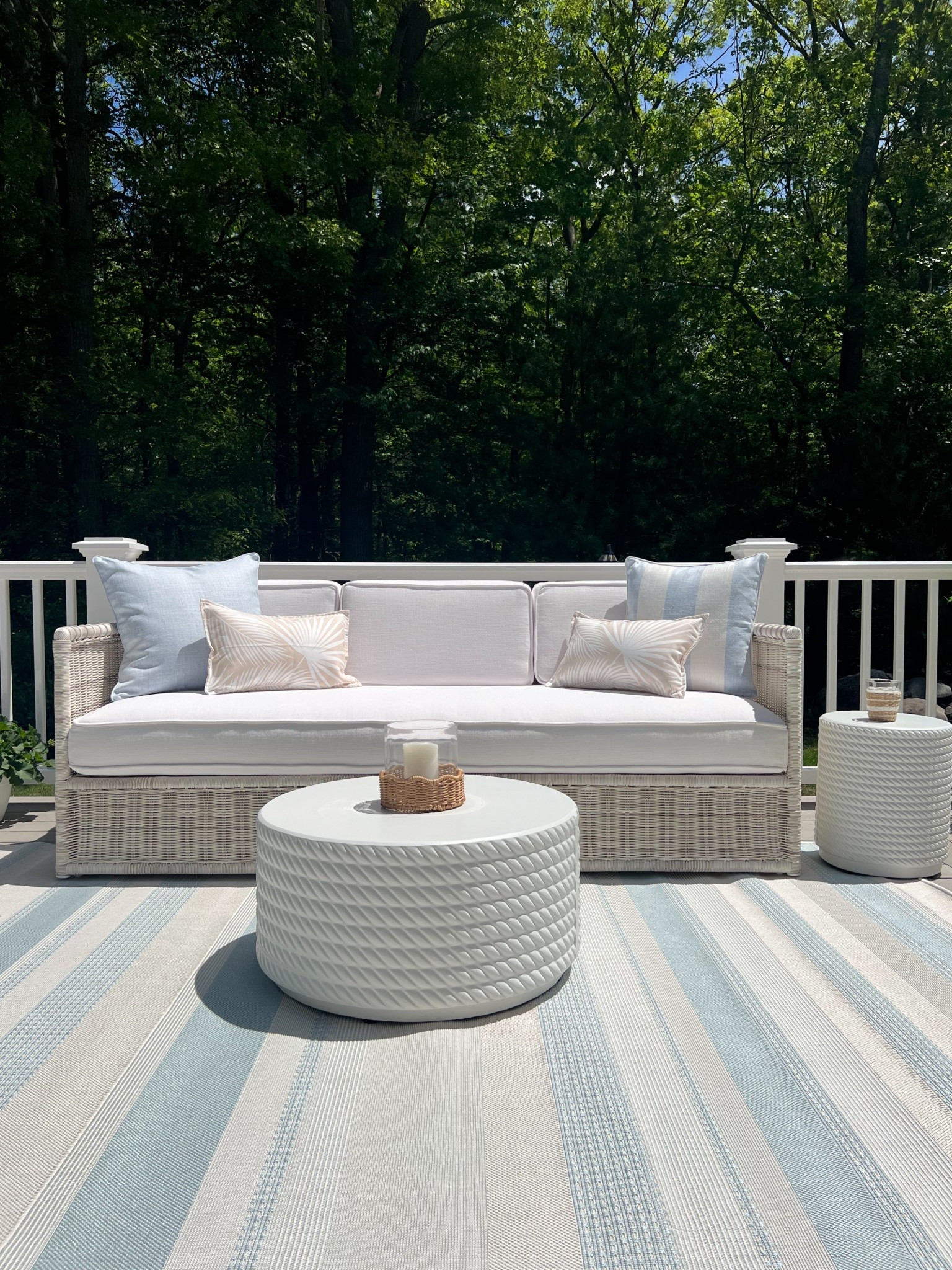 (#ad) Picking out furniture for our new deck took no time at all. As soon as I spotted this coffee table & side table from @Wayfair, my vision came together. They have a slight nautical look to them & the price point is great (as is the price point on the rug)!
#Wayfair #WayfairPartner
-
coastal home decor, coastal style, wayfair outdoor decor, deck decor, patio decor, indoor/outdoor pillows, blue pillows, striped pillows, outdoor couch pillows, indoor/outdoor rugs, outdoor ideas, beach house decor, lake house decor, wayfair outdoor furniture, outdoor coffee tables, outdoor side tables, outdoor drink tables, outdoor rugs, wayfair rugs, white coffee tables, white side tables, round coffee tables, outdoor living room furniture, striped rugs

#LTKSaleAlert #LTKHome #LTKSeasonal