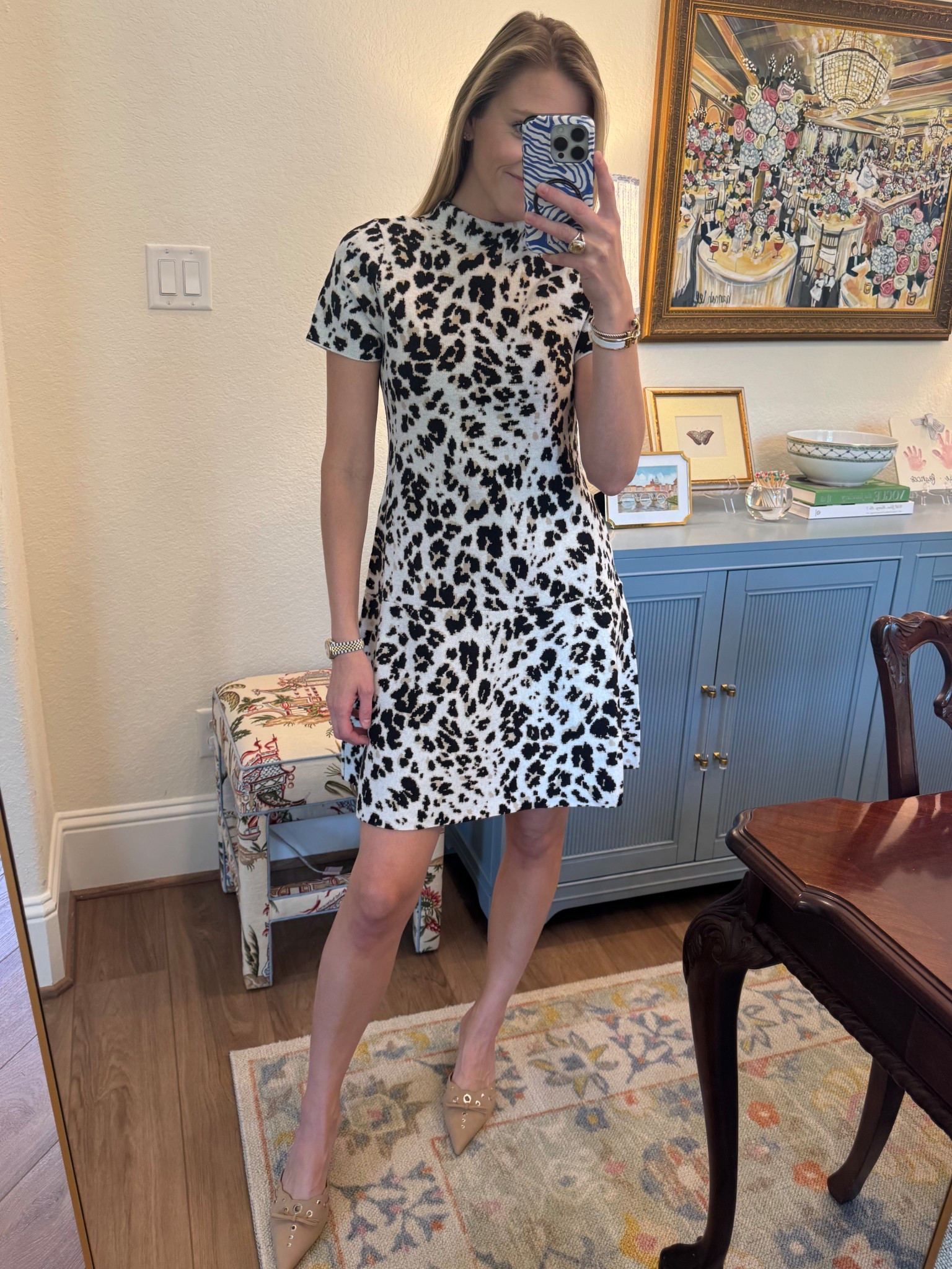 A great fall work dress for under $30! I'm 5'7 & it's a great length on me-not too short! I rolled the neck in just a tad! Would be great with boots too! #walmartpartner