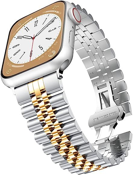baozai Compatible with Apple Watch Band Series 9 49mm 45mm 44mm 42mm, Stainless Steel iWatch Band... | Amazon (US)