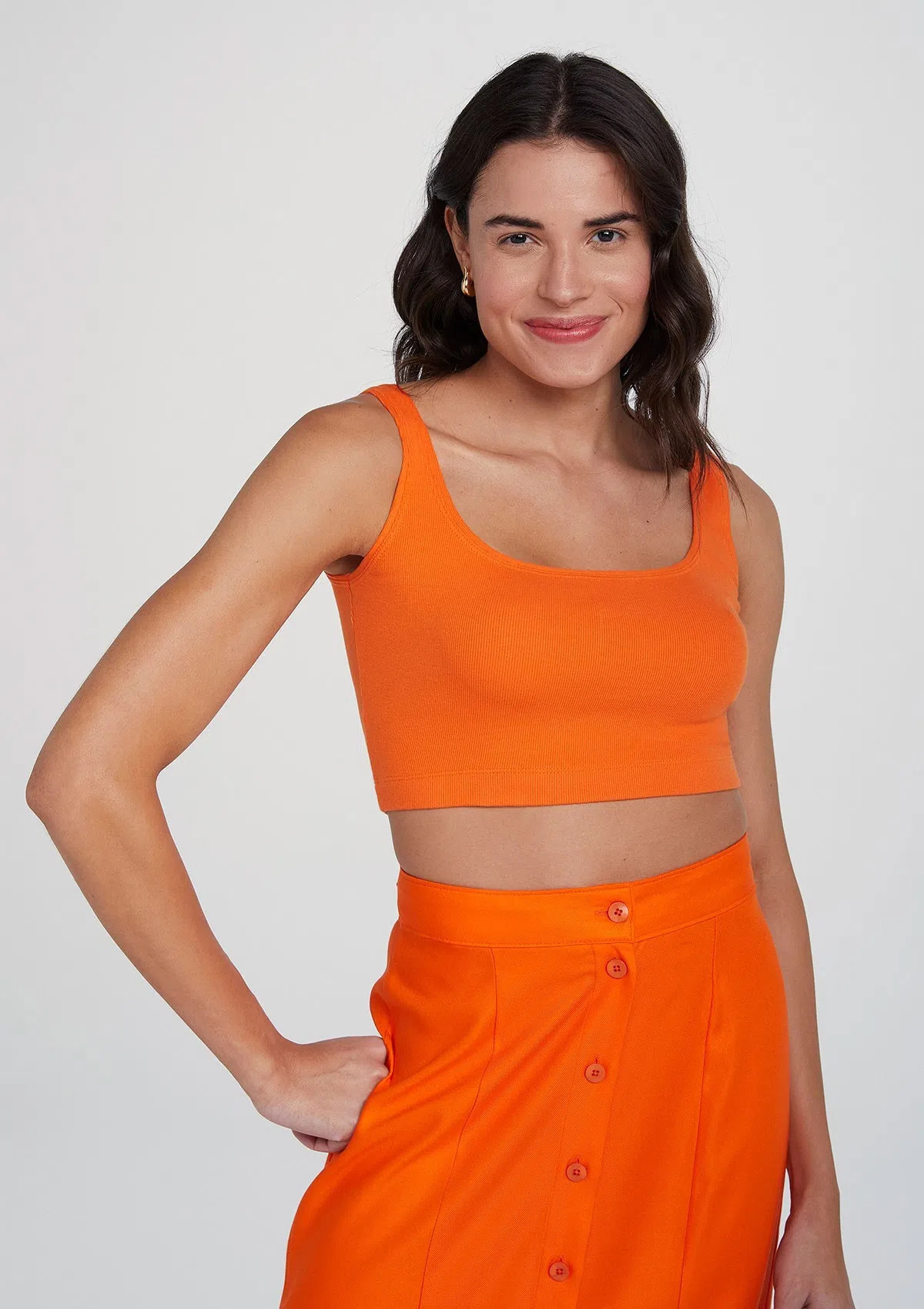Top Cropped Básico Feminino Decote Quadrado - Hering Store | Hering (BR)