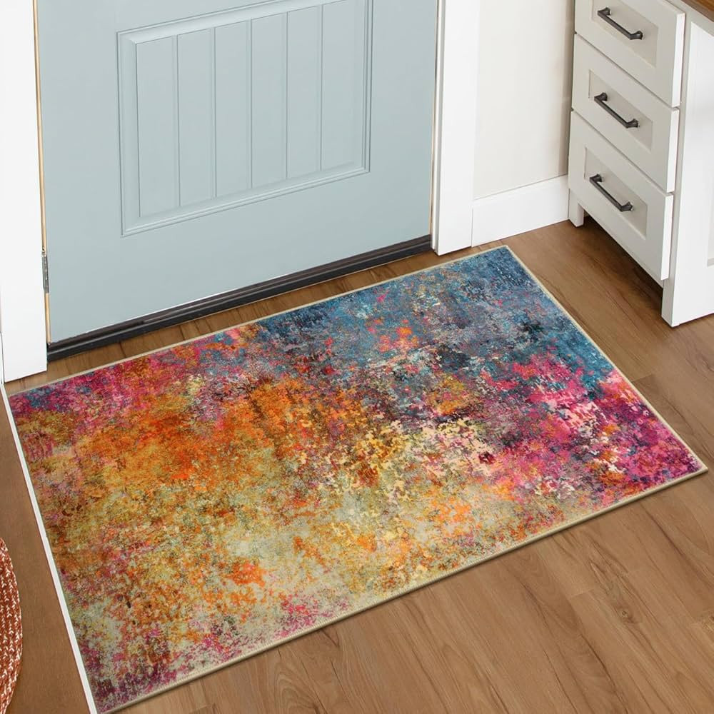 Lahome Modern Abstract Area Rug Small Kitchen Rug Washable Rugs for Entryway Colorful Bathroom Ru... | Amazon (CA)