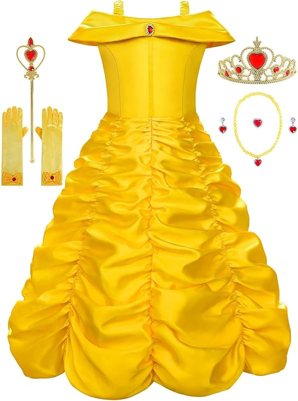 Princess Costume Dresses for Girls Costumes Halloween Beauty and Beast Cosplay Birthday Outfit Ye... | Amazon (US)