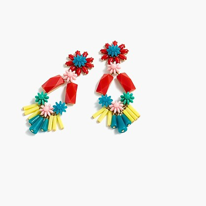 Flower and bead chandelier earrings | J.Crew US