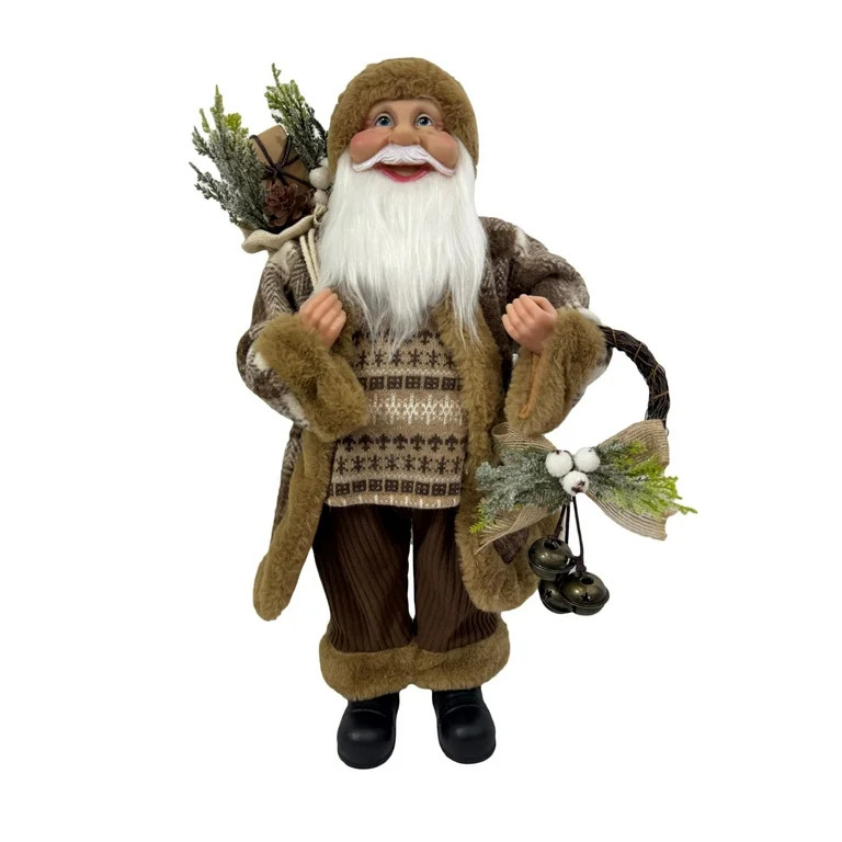 Holiday Time 18in Woodland Santa With Wreath Adds A Natural Rustic Touch. | Walmart (US)