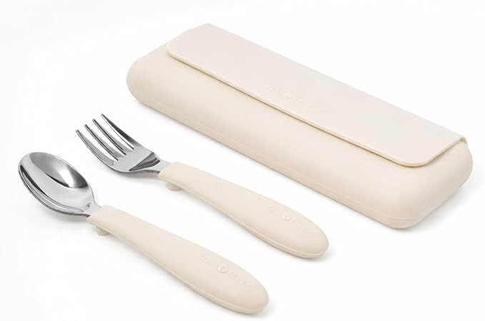 ASOMIC 316 Stainless Steel Toddler Utensils with Travel Case, Ivory | 316 stainless steel fork an... | Amazon (US)