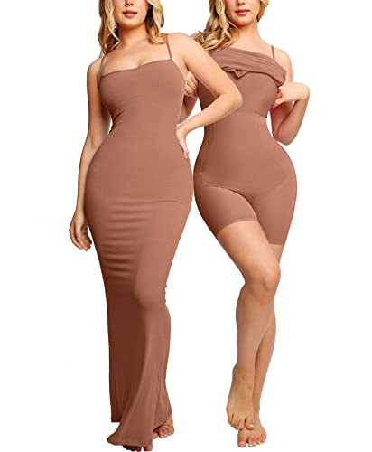 Popilush The Shapewear Dress Womens Summer Long Dresses Built-in Bra Slip Bodycon Maxi Dress with... | Amazon (US)