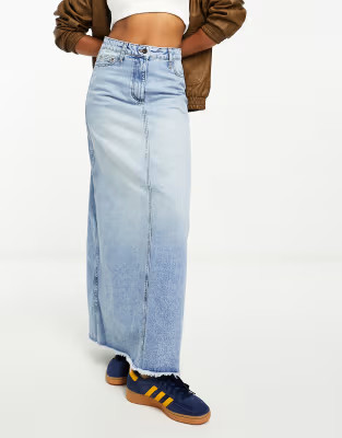 COLLUSION a-line long maxi denim skirt in vintage blue wash | ASOS (Global)