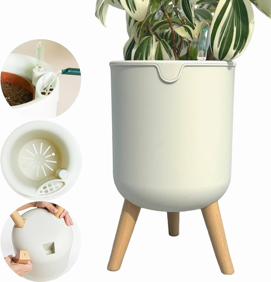 ilohaus 8" Self Watering Plant Pot, Indoor Planter with Stand, Large Pots for Plants Indoor, Flow... | Amazon (US)