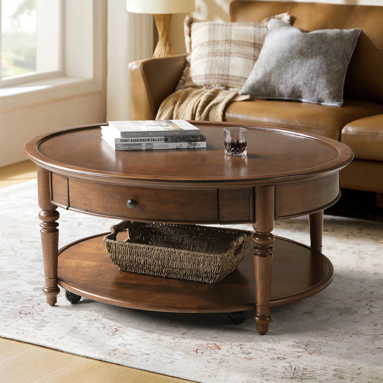 Alcott Hill® Nikolaus 39.5"W Traditional Solid Wood Base with Caster and Storage Coffee Table & ... | Wayfair North America