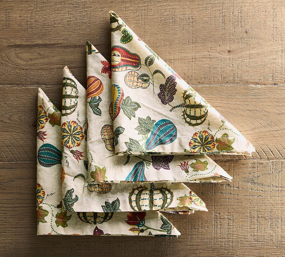 Aldo Pumpkin Cotton/Linen Napkins - Set of 4 | Pottery Barn (US)