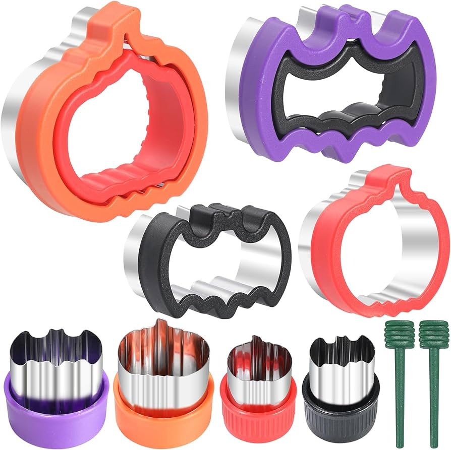 Halloween Cookie Cutters Shapes,Pumpkin and Bat Shapes，Stainless Steel Biscuit Cutters -Sandwic... | Amazon (US)