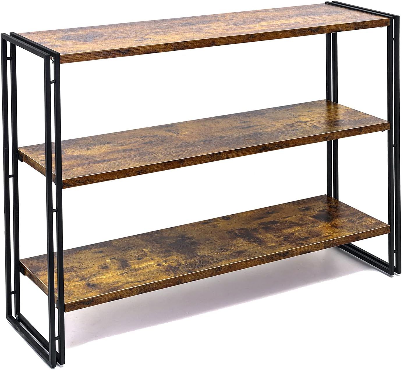 Bookshelf,3-Tier Open Bookcase,Rustic Wood and Metal Industrial Display Book Shelves Home Office,... | Amazon (US)
