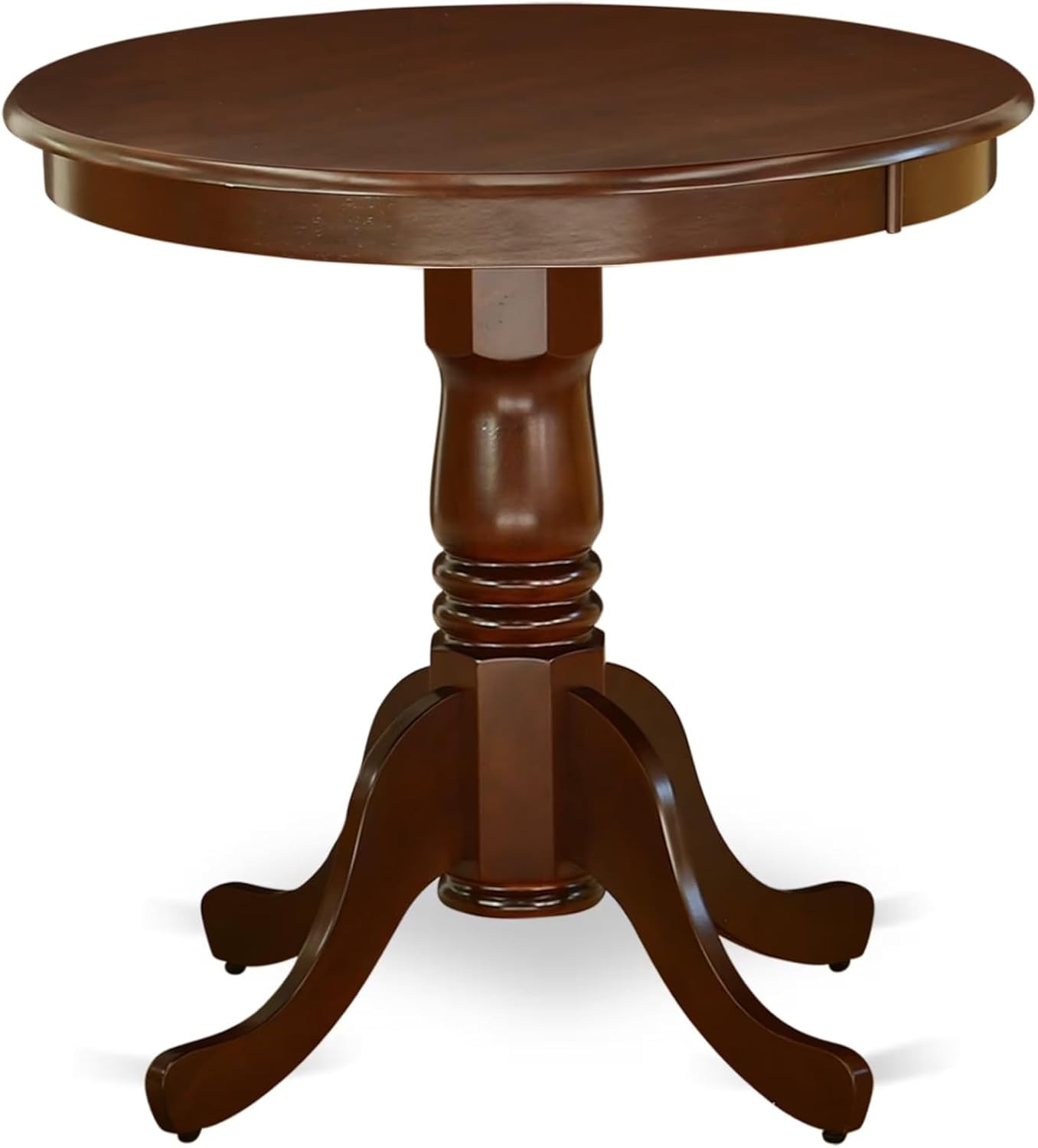 East West Furniture EMT-MAH-TP Eden Dining Room Table - a Round kitchen Table Top with Pedestal Base, 30x30 Inch, Mahogany | Amazon (US)