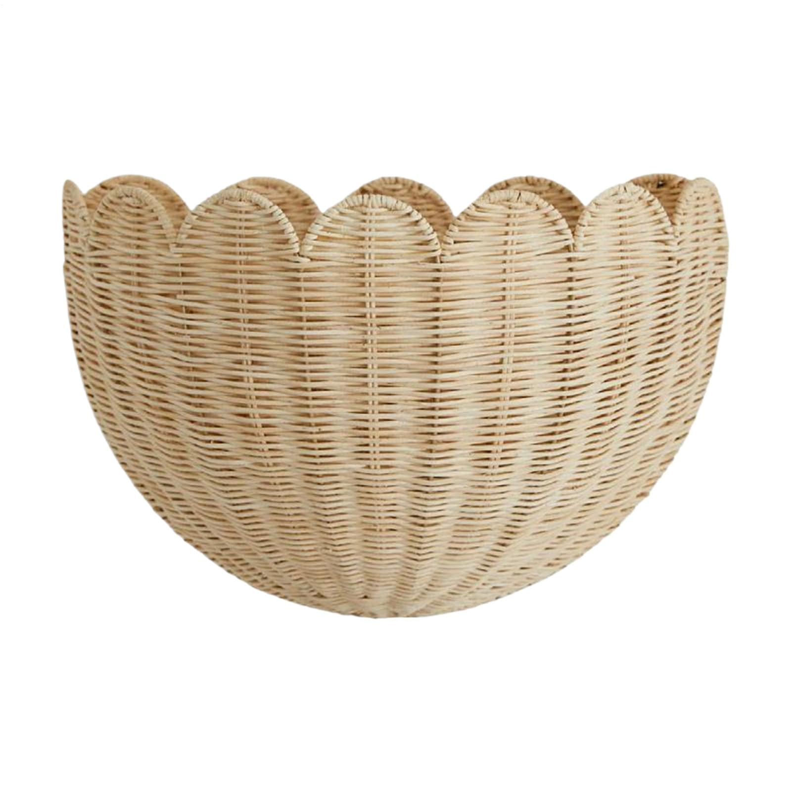 Scalloped Wall Wicker Basket, Woven Wicker Baskets, Natural Rattan Wall Organizers With Scalloped... | Amazon (US)