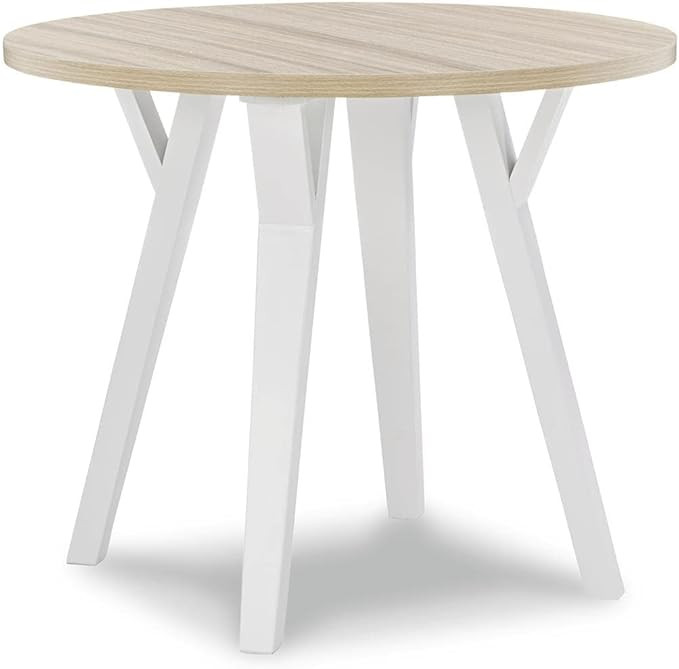 Signature Design by Ashley Grannen Modern Round Dining Room Table, White & Natural Wood | Amazon (US)