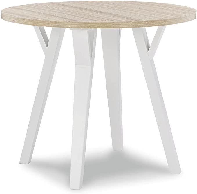 Signature Design by Ashley Grannen Modern Round Dining Room Table, White & Natural Wood | Amazon (US)