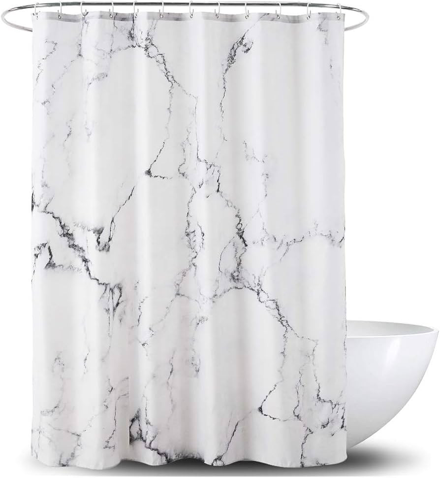 YOSTEV Marble Bathroom Shower Curtain,Grey and White Fabric Shower Curtain with Hooks,Unique 3D P... | Amazon (US)