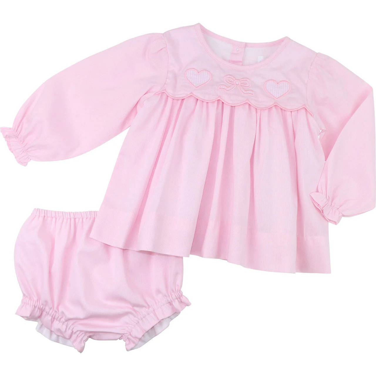 Pink Applique Hearts And Bow Diaper Set | Cecil and Lou