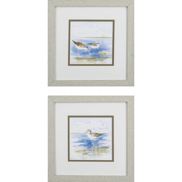 Shore Birds - 2 Piece Picture Frame Painting Set (Set of 2) | Wayfair North America