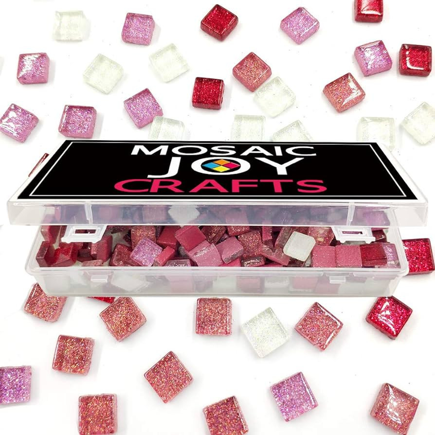 MosaicTiles for Crafts Red Assorted Color 320 Pieces Pink Glass Glitter Mosaic Supplies Pieces Bu... | Amazon (US)