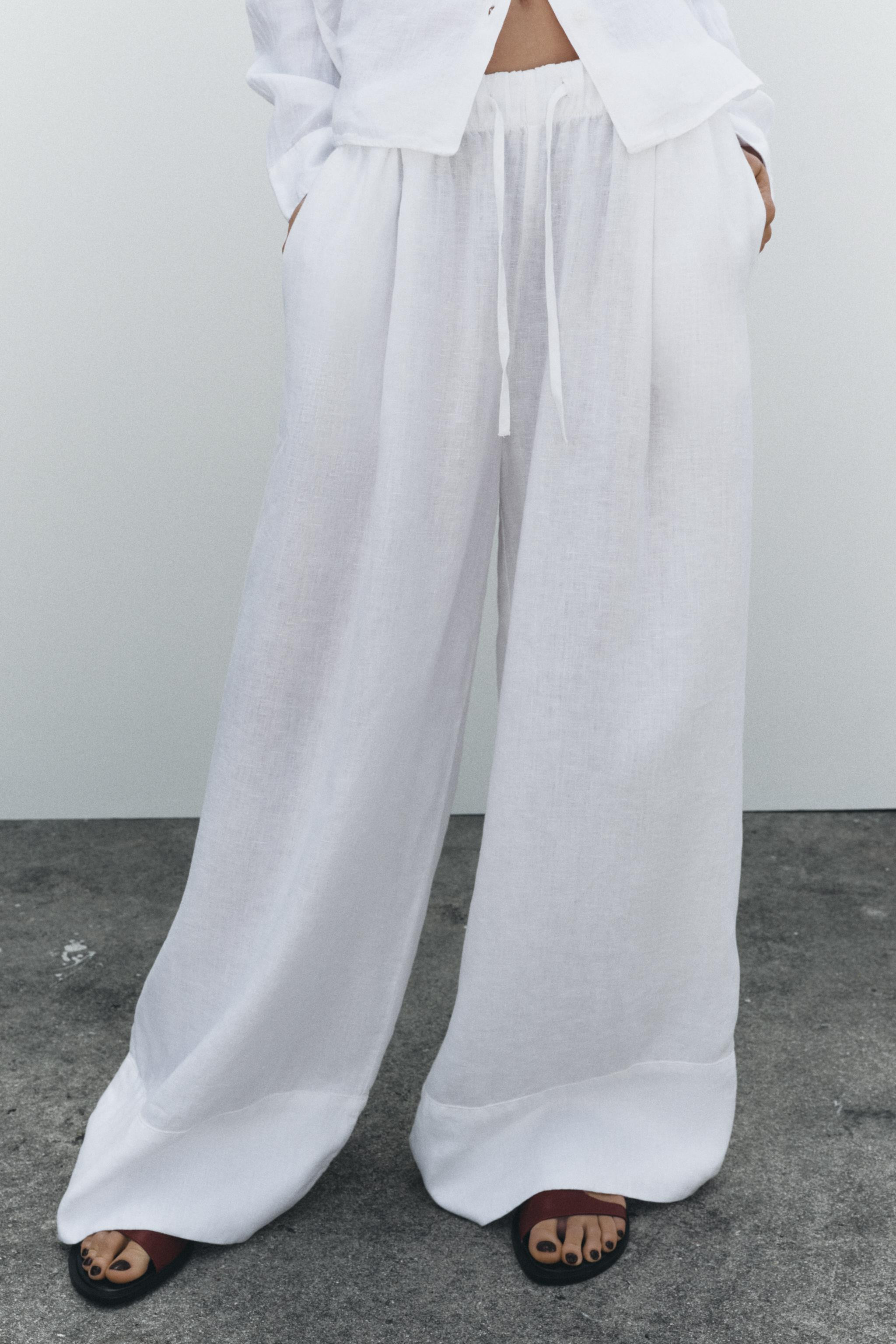 100% LINEN PALAZZO PANTS ZW COLLECTION | Zara US