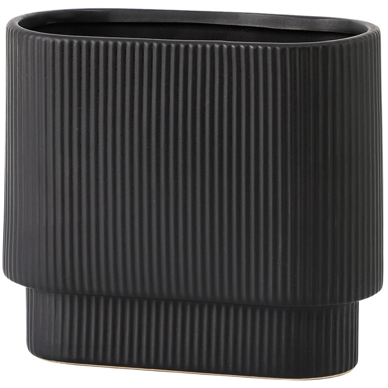 YANWE1 Black Ceramic Flower Vase, Decorative Vase, Boho Vase, Mondern Vase, Ribbed Vase, Rectangl... | Walmart (US)