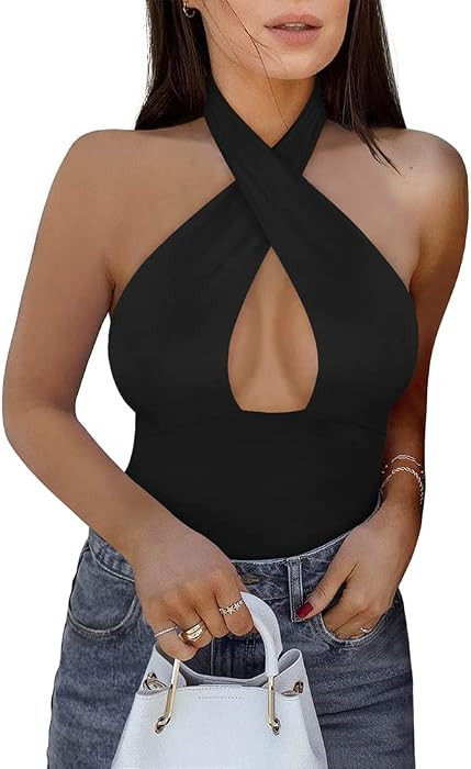 REORIA Butsmooth\u00ae Women's Trendy Sexy V Neck Sleeveless Going Out Bodysuits | Amazon (US)