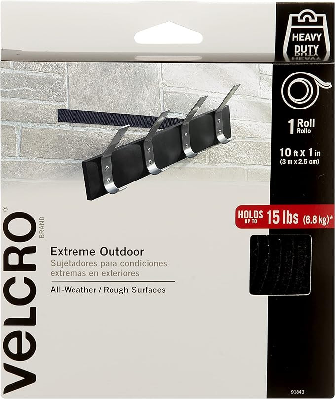 VELCRO Brand Extreme Outdoor Heavy Duty Tape | 10Ft x 1 In | Holds 15 lbs | Black with Stick on A... | Amazon (US)