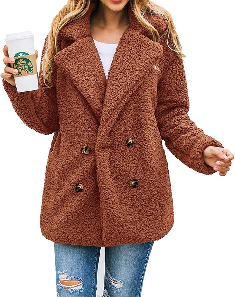 PRETTYGARDEN Women's 2023 Fashion Winter Coat Long Sleeve Lapel Zip Up Faux Shearling Shaggy Over... | Amazon (US)
