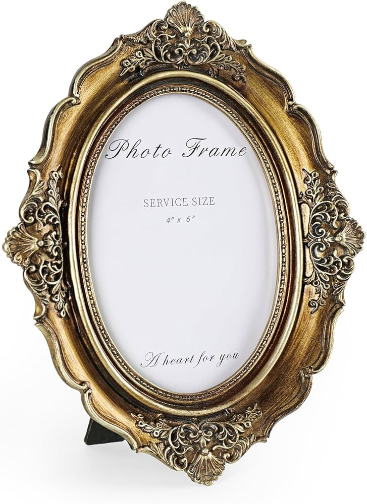 4x6 Picture Frame Gold, Vintage Bronze Gold 4 by 6 Picture Frame Hand-Crafted Resin with Glass Fr... | Amazon (US)