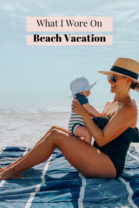 I wore this black ruffle swimsuit more than any other one! It’s so flattering because it has ruching on the stomach and it has fuller booty coverage, so there’s no tugging and pulling necessary. It runs very small – I went up 3 sizes from my current postpartum size.

#LTKtravel #LTKswim #LTKunder50