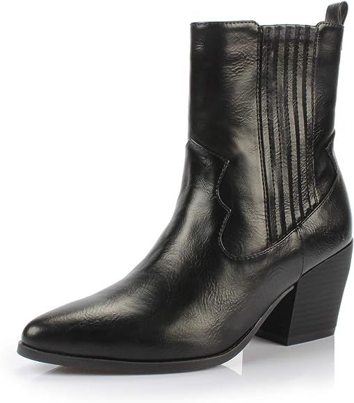DUNION Women's Slip On Glamour Fashion Chunky Heel Ankle Boot | Amazon (US)