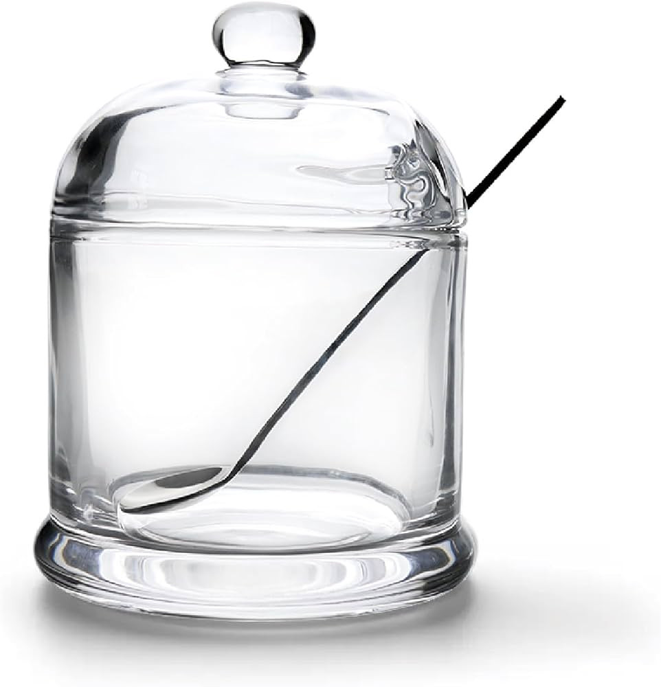 Thick Glass Salt Cellar with Stainless Steel Spoon, Clear Container for Kosher, Sea, Himalayan Sa... | Amazon (US)