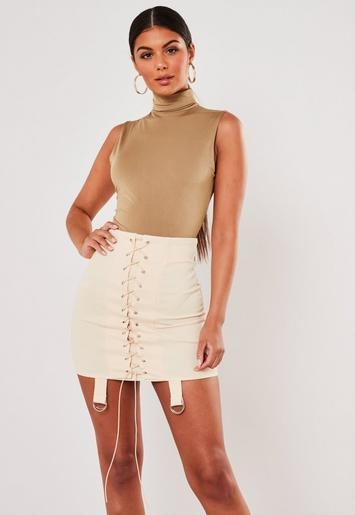 Camel Seam Free High Neck Sleeveless Bodysuit | Missguided (UK & IE)