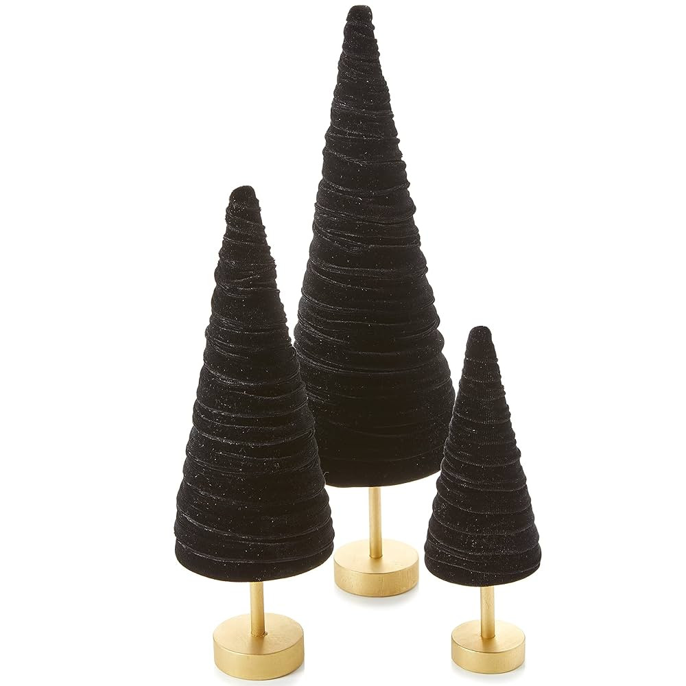 Black Pedestal Velvet Trees Set of 3, Modern Decor, Holiday Entryway, Rustic Winter Home, Farmhou... | Amazon (US)