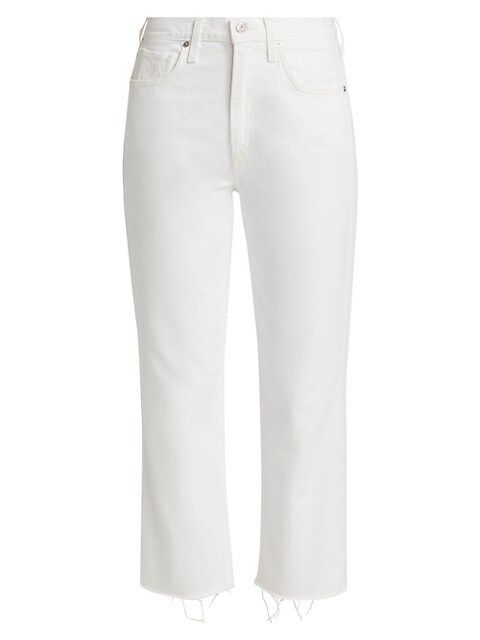 Daphne High-Rise Frayed Crop Jeans | Saks Fifth Avenue