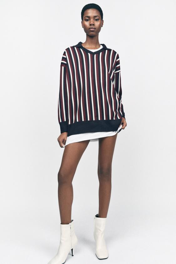 STRIPED KNIT POLO SWEATER | Zara US