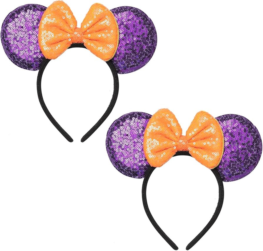 2 Pcs Mouse Ears Headbands,Shiny Bows Mouse Ears Headbands for Birthday Parties, Themed Events, A... | Amazon (US)