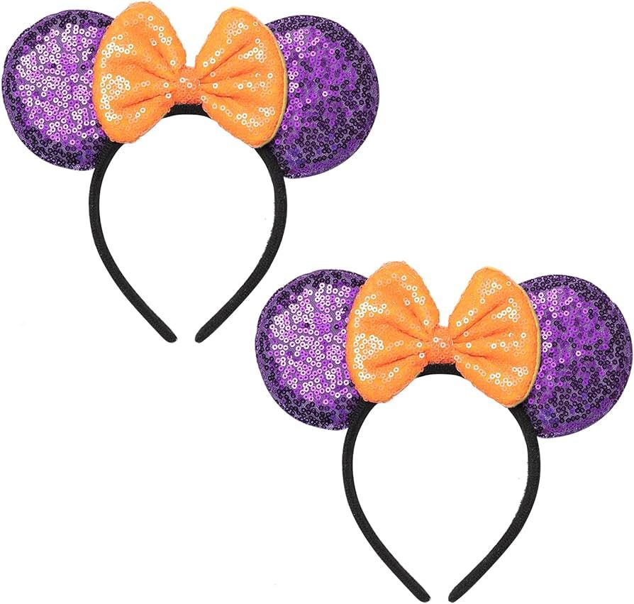 2 Pcs Mouse Ears Headbands,Shiny Bows Mouse Ears Headbands for Birthday Parties, Themed Events, A... | Amazon (US)