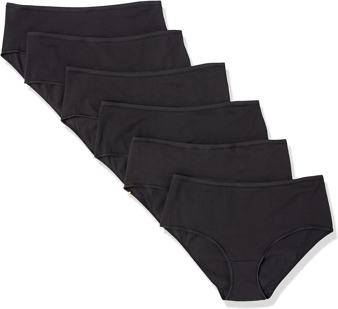 Amazon Essentials Women's Cotton Midi Brief Underwear (Available in Plus Size), Pack of 6 | Amazon (US)