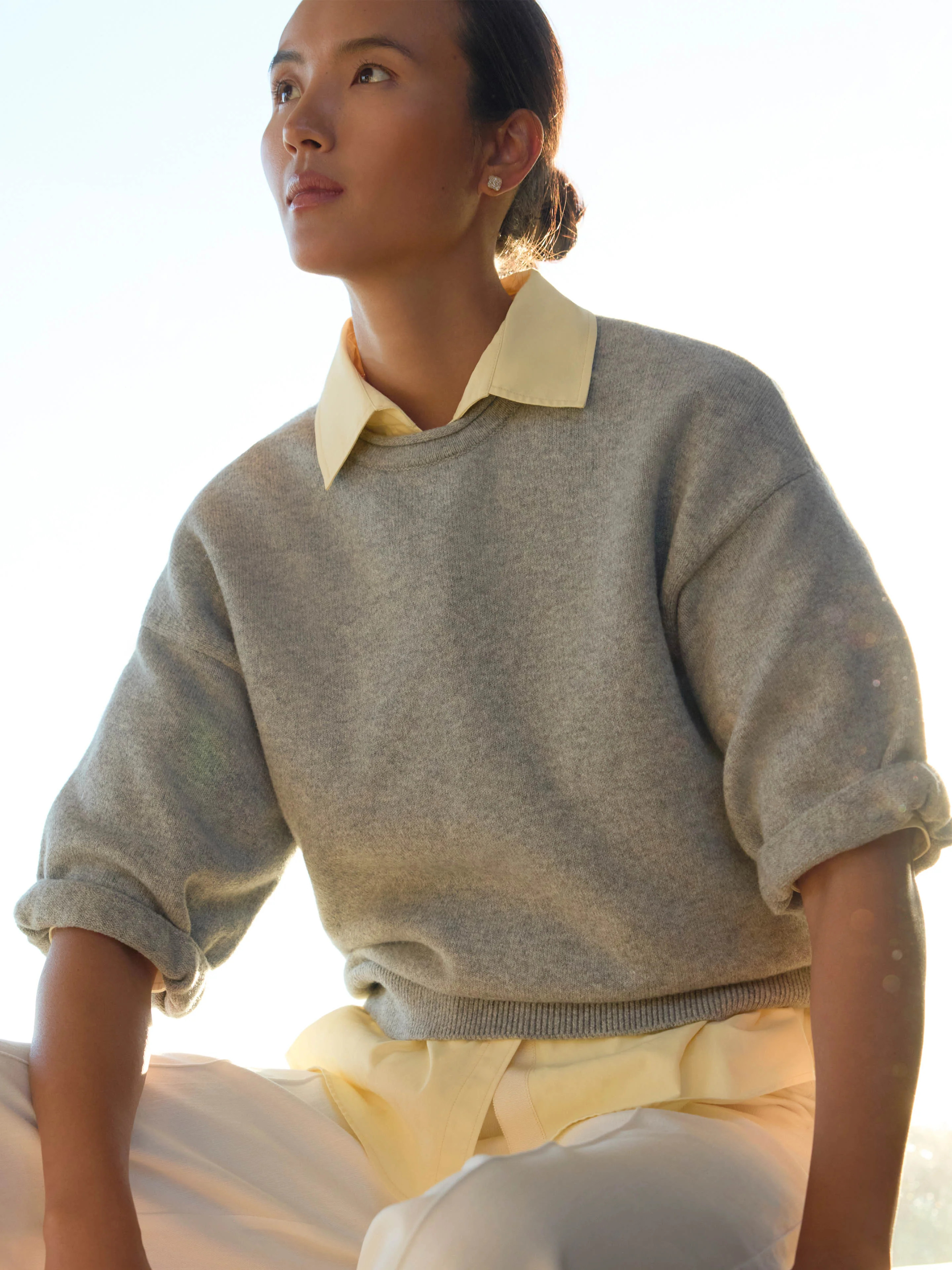 Women's Olive Sweatshirt in Sterling Grey Mélange | Brochu Walker | Brochu Walker