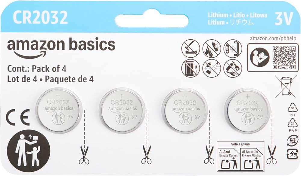 Amazon Basics CR2032 Lithium Batteries, 4-Pack, Child-Proof Package, Non-Coated - AirTag Compatib... | Amazon (US)