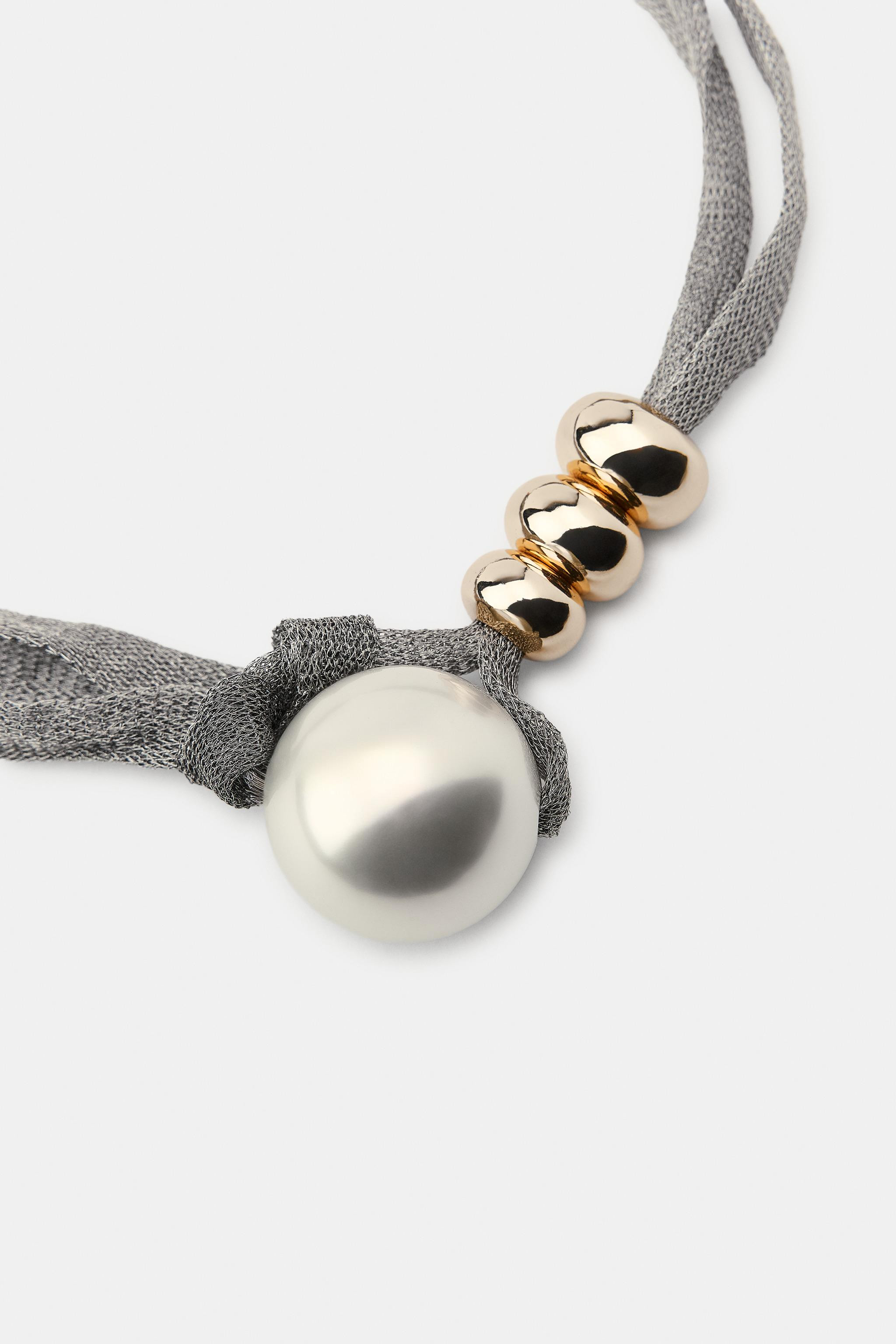 MESH BALL FAUX PEARL NECKLACE | Zara DE