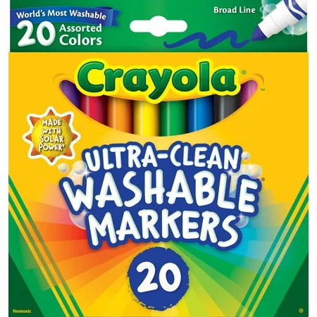 Crayola Ultra-Clean Washable Broad Line Markers, 20 Ct, Back to School Supplies, Classic Colors, Classroom Must Haves | Walmart (US)