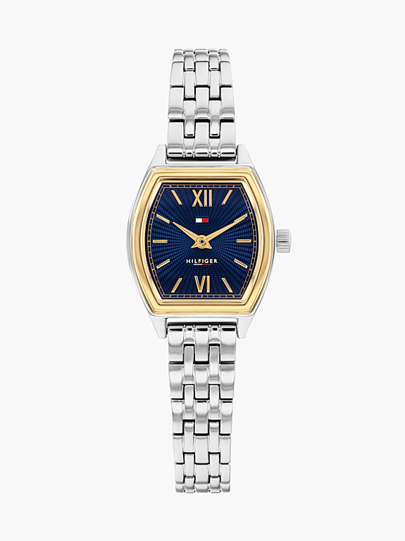 Square Blue Dial Stainless Steel Chain-Link Watch | Silver | Tommy Hilfiger | Tommy Hilfiger UK