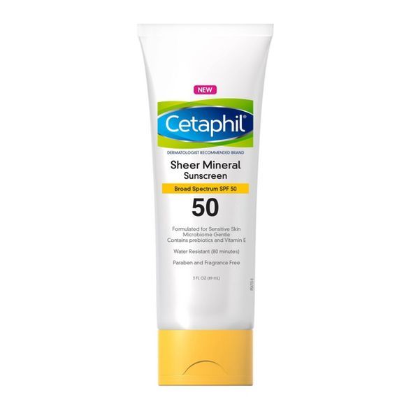 Cetaphil Sheer Mineral Sunscreen - SPF 50 - 3 fl oz | Target
