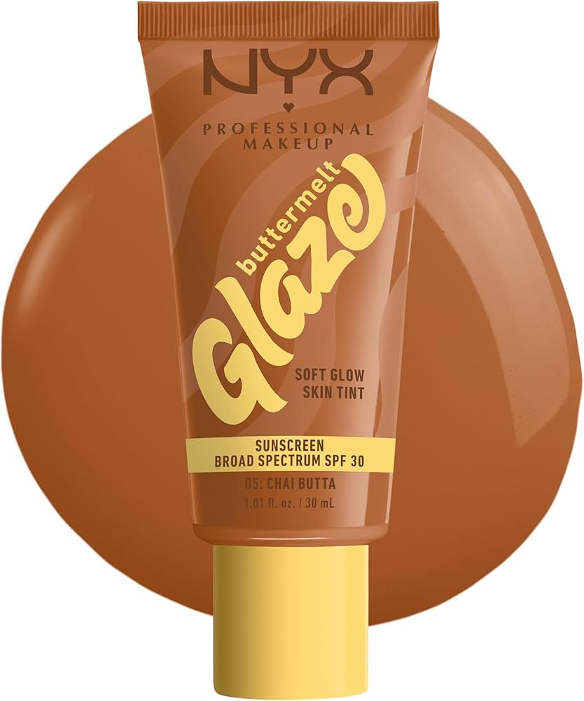 NYX PROFESSIONAL MAKEUP Buttermelt Glaze Soft Glow Skin Tint + SPF 30, Up To 12HR Wear, 05 Chai B... | Amazon (US)