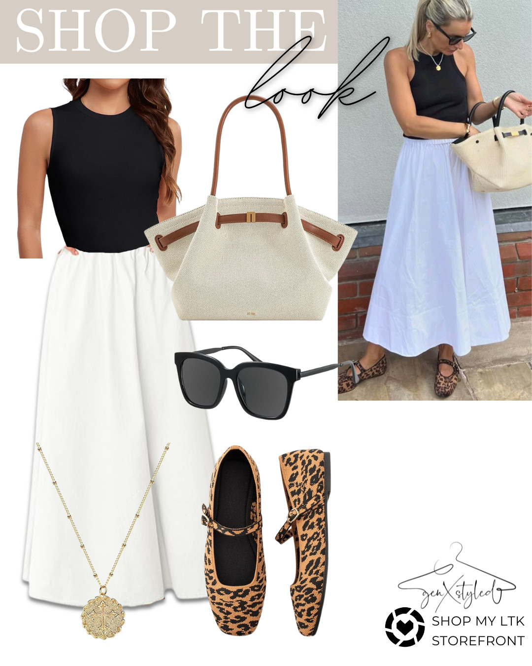 The perfect summer look for when you want comfort and chic. I’m loving how a sleek black top + white skirt + statement flats = instant outfit upgrade. Would you wear this? 

#SummerStyleInspo #LeopardShoes #MinimalChic #Over50Style #GenXFashion #ChicAndEffortless #CasualElegance #AmazonOOTD #PinterestInspiredLook #StyleInspo2025 #OutfitInspo #StyleOver40 #AmazonFinds #genXstyled 

 #LTKSummerEdit #LTKSeasonal #LTKStyleTip