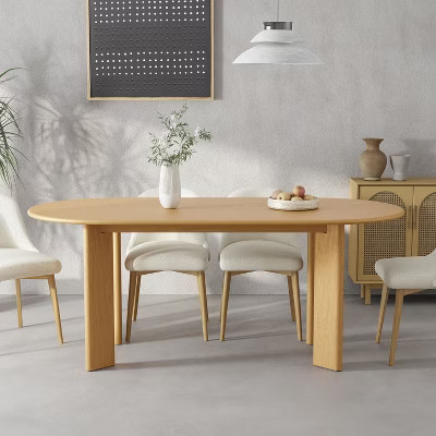 Spassway 67"L*33.5"W Oval Oak Wood Dining Table with 4 Legs Modern Kitchen Table with Solid Wood Legs for Seats 6 Natural Wood | Target